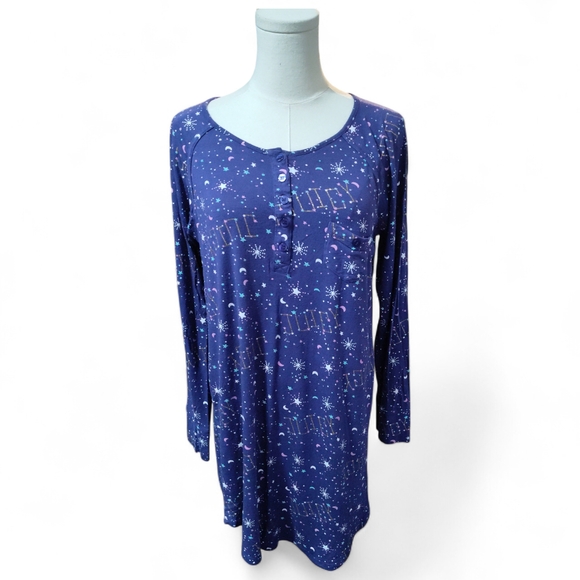 Juicy Couture Starry Night Blue Chemise- Womens Size Medium- nightgown - Picture 2 of 8